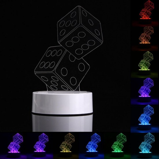 3D Dice Shape RGB USB Night Light Color Changing LED Table Lamp + 24 Key Controller Xmas Gift