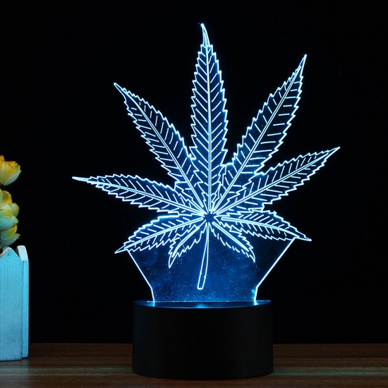 3D LED Maple Leaf Table Lamp Remote Control Touch Night Light Color Change Gift