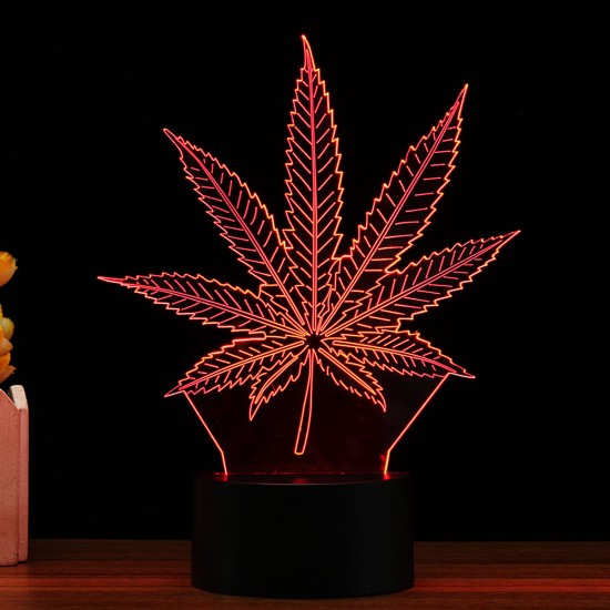 3D LED Maple Leaf Table Lamp Remote Control Touch Night Light Color Change Gift