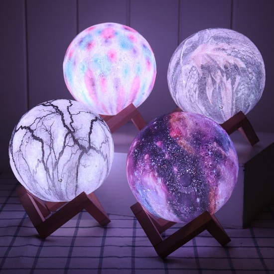 3D Printing Moon Lamp Space LED Night Light Remote Control / Touch/ Pat Contorl Lamp USB Charge Valentine Gift