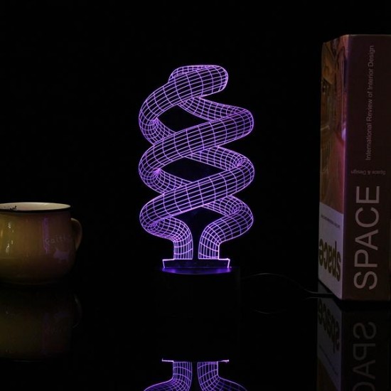 3D Tornado Illusion LED Table Desk Light USB 7 Color Changing Night Lamp