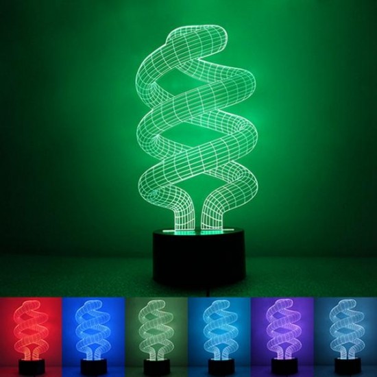 3D Tornado Illusion LED Table Desk Light USB 7 Color Changing Night Lamp