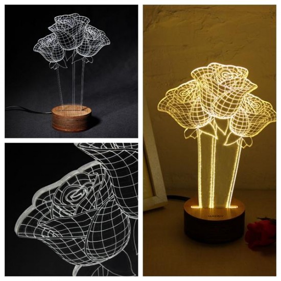 3D Visual LED Small Table Night Light For Holiday Valentine's Day