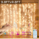 3X3M300 GYTF Curtain Lights with Sound Activated USB Powered LED Fairy Lights Remote Sync-to-Music Setting 8 Mode Hanging Light for Bedroom Wedding