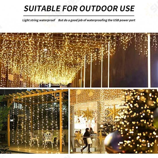 3X3M300 GYTF Curtain Lights with Sound Activated USB Powered LED Fairy Lights Remote Sync-to-Music Setting 8 Mode Hanging Light for Bedroom Wedding