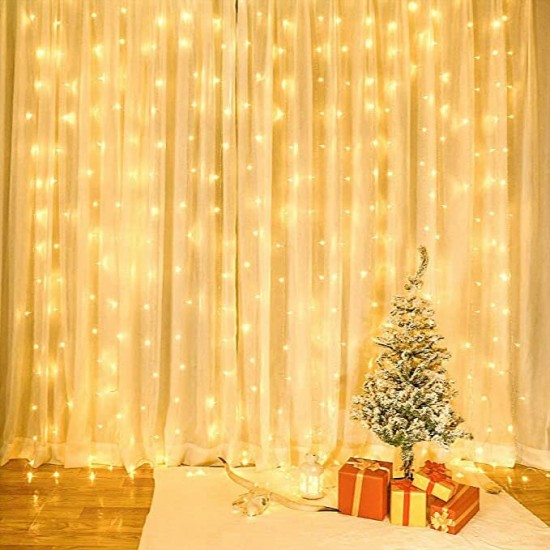 3X3M300 GYTF Curtain Lights with Sound Activated USB Powered LED Fairy Lights Remote Sync-to-Music Setting 8 Mode Hanging Light for Bedroom Wedding