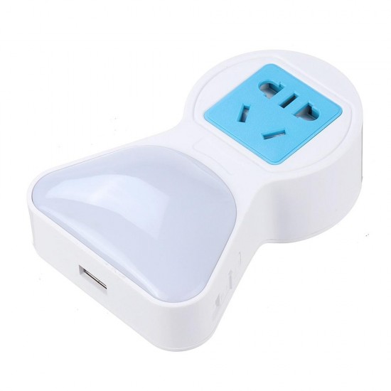 5A 9 LED Plug Socket Lamp Plug-in Wall Hallway Night Light USB Charging US/EU Plug