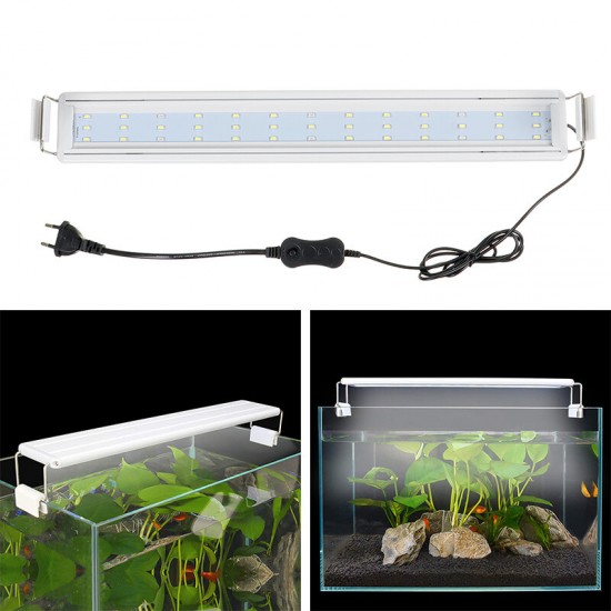 Aquarium Fish Tank EU Plug LED Light Over-Head Blue+White Lamp Plants Moon Lighting