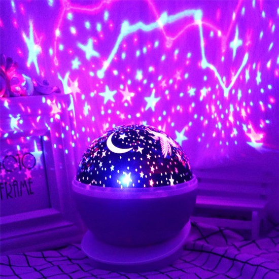 Automatic Rotating Starry Sky Projection Lamp Star Moon Colorful Diamond Projector USB LED Night Light