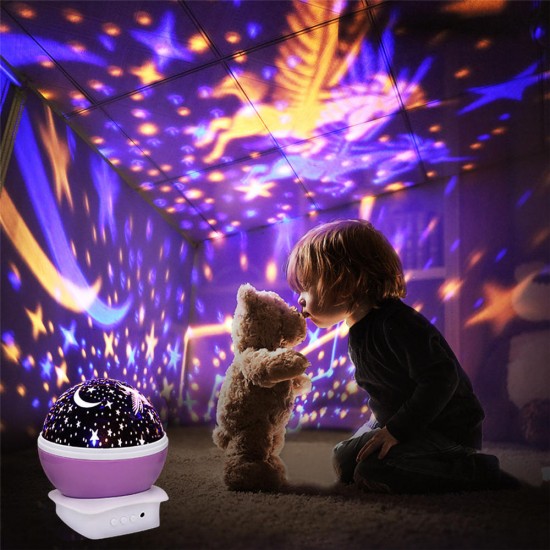 Automatic Rotating Starry Sky Projection Lamp Star Moon Colorful Diamond Projector USB LED Night Light