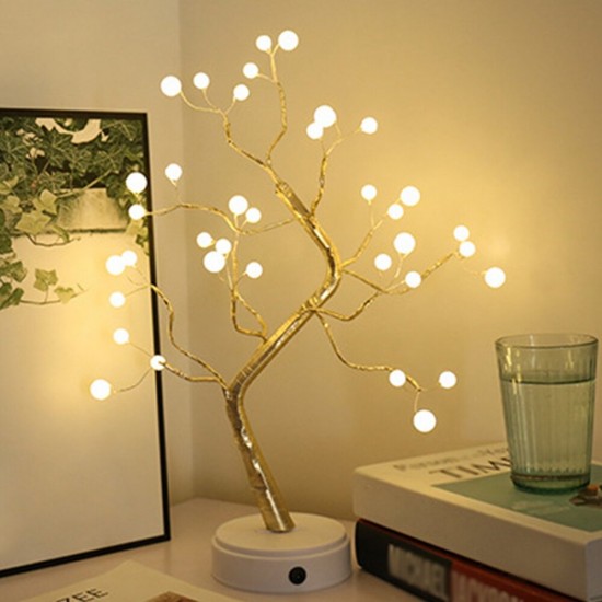 Christmas DIY Tree Light LED USB Touch Copper Wire Night Light for Wedding Party Home Decorations Gifts