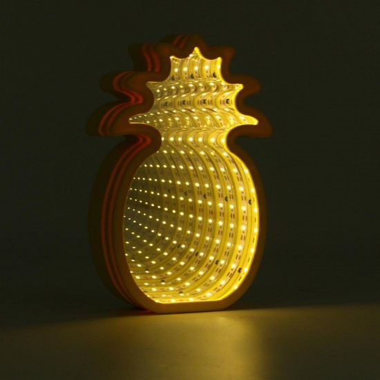 Creative Cute Pineapple Mirror Lamp LED Tunnel Night Light for Kid Atmosphere Light White/Warm White