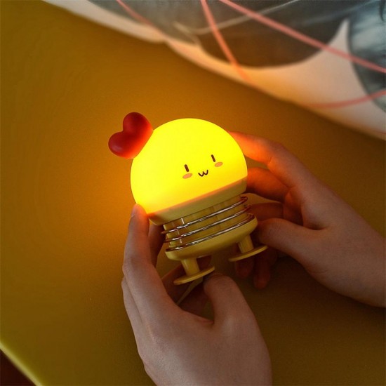 Creative LED Cartoon Spring Switch Rabbit Deer Night Light for Children Toy Pressure Relief Gift