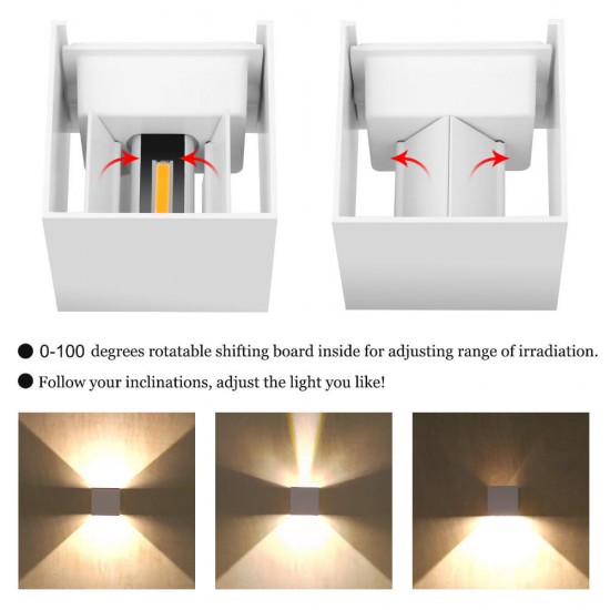 DX-CT1 AC 220V Waterproof 7W Aluminum Cube COB LED Wall Lamp Light Modern Home Lighting