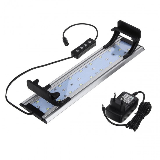 Dimmable&Timer LED Fish Tank Light Lamp Hood Aquarium with Extendable Brackets for 30CM Tank Plant Growth, 3 Light Modes, White+Blue+Red LEDs 5730SMD