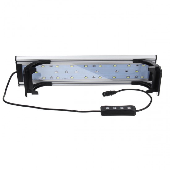 Dimmable&Timer LED Fish Tank Light Lamp Hood Aquarium with Extendable Brackets for 30CM Tank Plant Growth, 3 Light Modes, White+Blue+Red LEDs 5730SMD