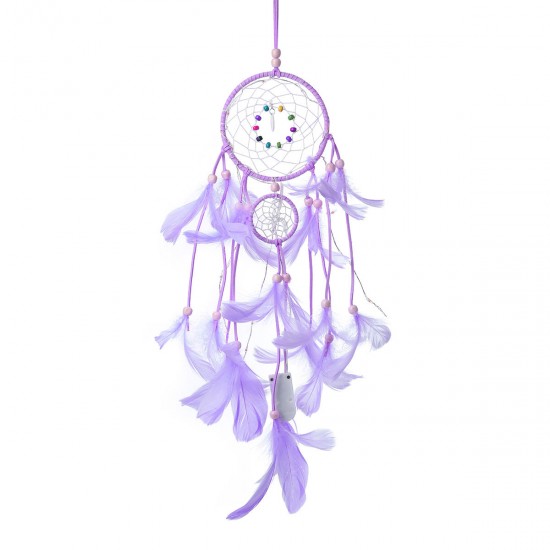 Handmade Christmas Light LED Light Feather Dream Catcher Home Party Wedding Decor Gift