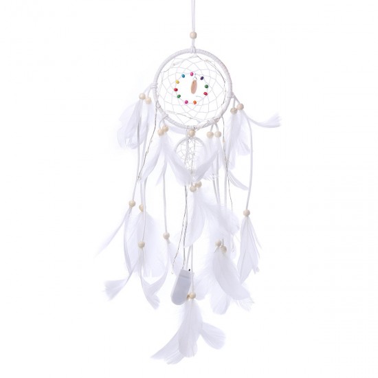 Handmade Christmas Light LED Light Feather Dream Catcher Home Party Wedding Decor Gift