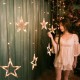 HT-336 220V LED Light String Star Shape Curtain Light Home Decor Celebration Festival Wedding