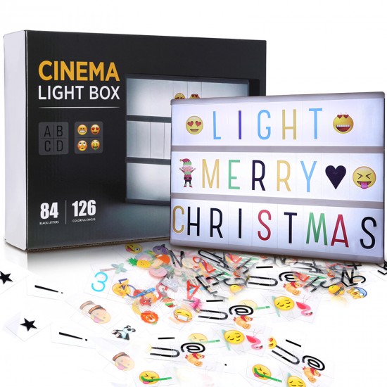 A4 LED Combination Light Box Night Light DIY Letter Symbol Card Decoration USB/Battery Powered Message Board