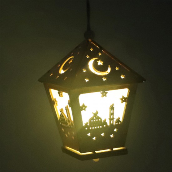 LED DIY House Wooden Lamp Festival Decorative Night Light Eid Mubarak Ramadan