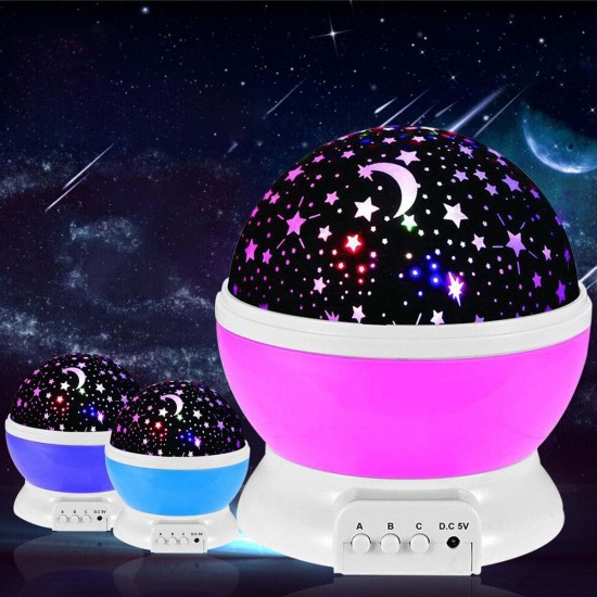 LED Starry Projector Lamp Baby Night Light USB Romantic Rotating Moon Cosmos Sky Star Projection Lamp For Kids Baby Bedroom Living Room