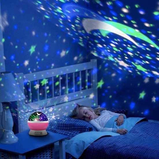 LED Starry Projector Lamp Baby Night Light USB Romantic Rotating Moon Cosmos Sky Star Projection Lamp For Kids Baby Bedroom Living Room