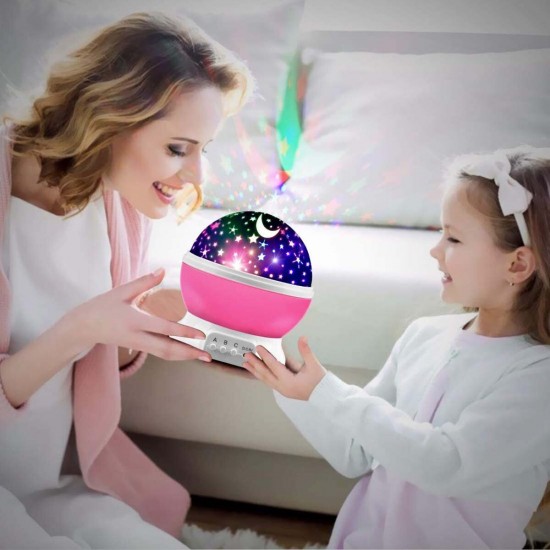 LED Starry Projector Lamp Baby Night Light USB Romantic Rotating Moon Cosmos Sky Star Projection Lamp For Kids Baby Bedroom Living Room