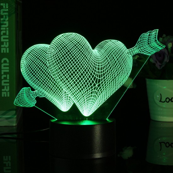 Love Arrow 3D Desk Table Lamp 7 Color Change LED Night Light Party Decor Gift