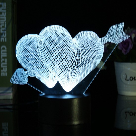 Love Arrow 3D Desk Table Lamp 7 Color Change LED Night Light Party Decor Gift