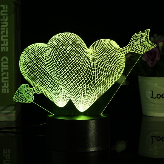 Love Arrow 3D Desk Table Lamp 7 Color Change LED Night Light Party Decor Gift