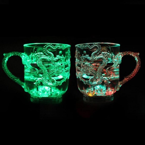 Luminous LED Color Changing Dragon Flashing Wine Cup Water Activated Night Light Home Bar Decor