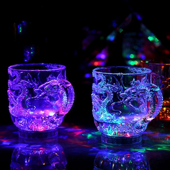 Luminous LED Color Changing Dragon Flashing Wine Cup Water Activated Night Light Home Bar Decor