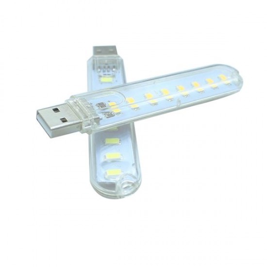 Mini USB 3W SMD5730 White/Warm White Mobile Power Lamp Camping 8 LED Night Light DC5V