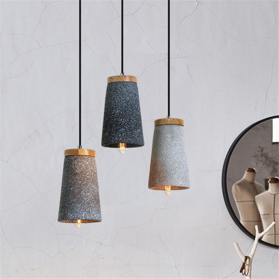 Modern Wall Lamp Concrete Pendant Light Timber Top 1.5M Cable Ceiling Lamp Drop Light