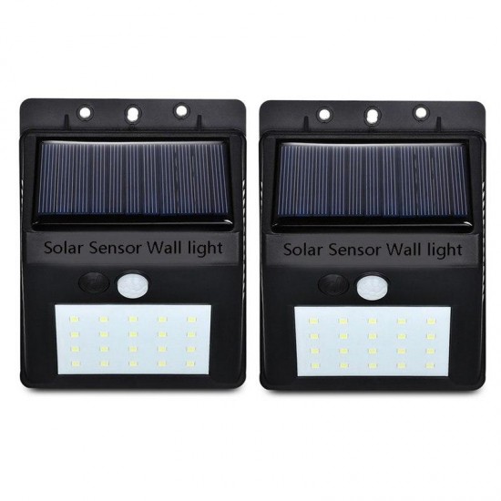 Outdoor Solar 20 LED Motion Sensor Light IP65 Waterproof Walkway Panel Wall Lamp Night Light