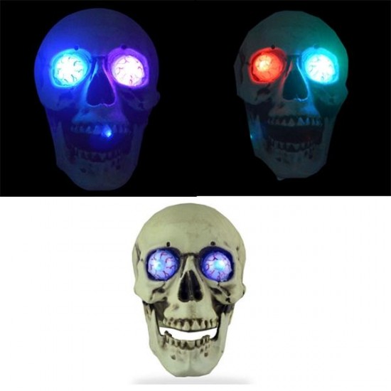 Portable Colorful LED Glowing Skull Night light Halloween Party Decor