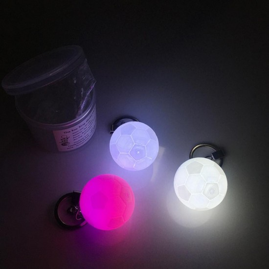 Portable Football Light 3D Printing Keychain Colorful LED Night Lamp Creative Battery Powered Bag Decor