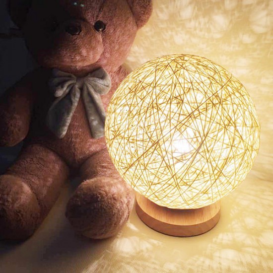 Rattan Ball Night Light Table Bedside Lamp Bedroom Home Decor Valentine Gift