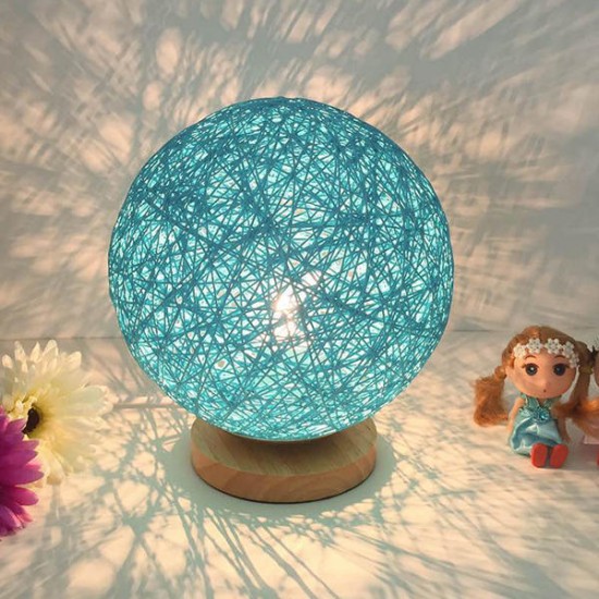 Rattan Ball Night Light Table Bedside Lamp Bedroom Home Decor Valentine Gift