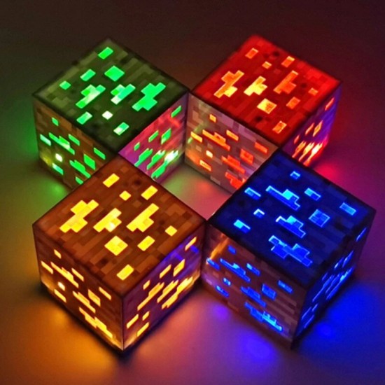 Rechargeable Ore Night Light Creative Minecraft Torch Game Lamp Children's Model Toy Home Bedroom Decoration LED Lamp