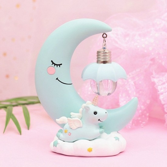 Resin Cartoon Night Lamp Children Room Decoration LED Night Light Moon Luminaria Romantic Bedroom Decor Night Light