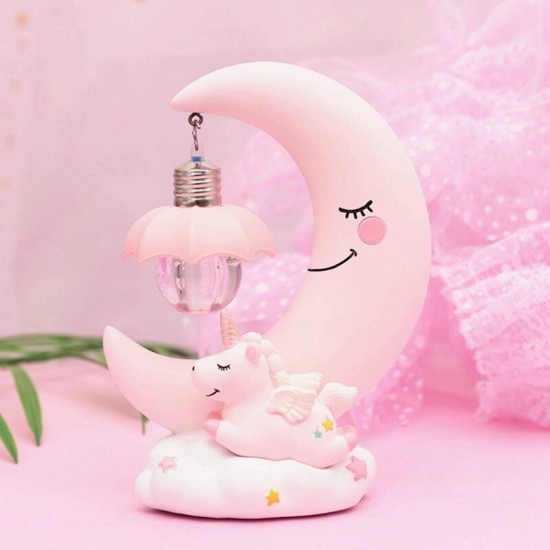 Resin Cartoon Night Lamp Children Room Decoration LED Night Light Moon Luminaria Romantic Bedroom Decor Night Light