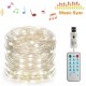 50/100 LEDs Music Fairy String Light Silver Wire Twinkle Starry Lights Remote Control Timer 32.8ft USB Powered Sound for Christmas Tree Wedding Party