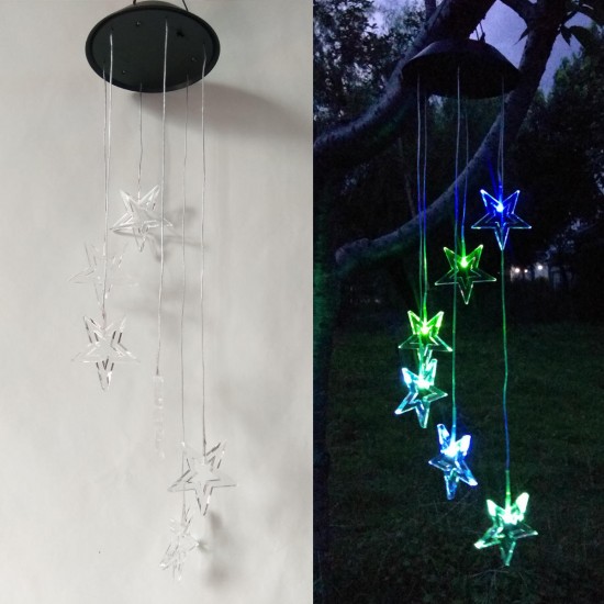 Solar Powered Wind Chimes Light Lamp Hanging LED Garden Yard Color Changing