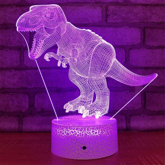 USB/Battery Powered 3D Children Kids Night Light Lamp Dinosaur Toys Boys 16 Colors Changing LED Remote Control+Base Christmas Decorations Clearance Christmas Lights