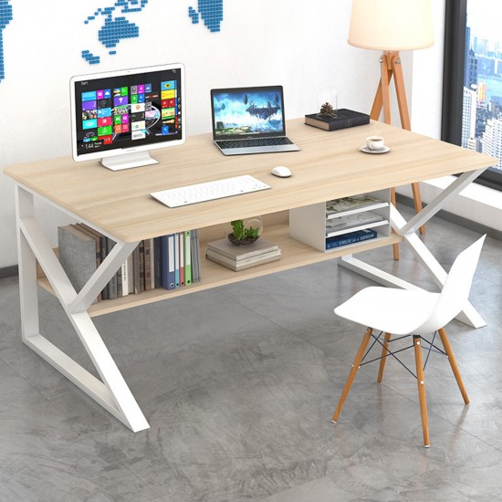 Computer Desk Student Writing Study Table Workstation Laptop Desk Game Table with Storage Shelf for Home Office Supplies