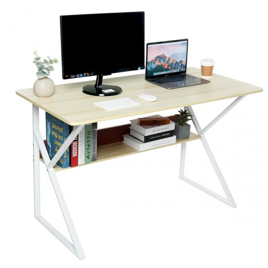 Computer Desk Student Writing Study Table Workstation Laptop Desk Game Table with Storage Shelf for Home Office Supplies