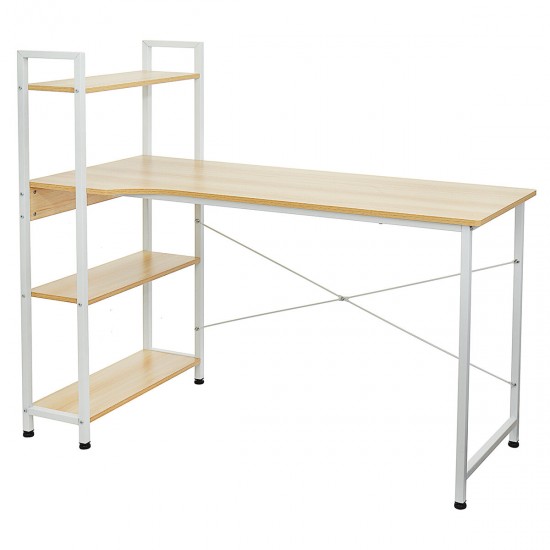 Computer Laptop Desk Writing Study Table Bookshelf Desktop Workstation with Storage Racks Home Office Furniture