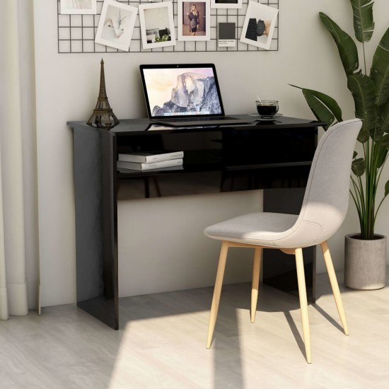 Desk High Gloss Black 35.4inchx19.7inchx29.1inch Engineered Wood